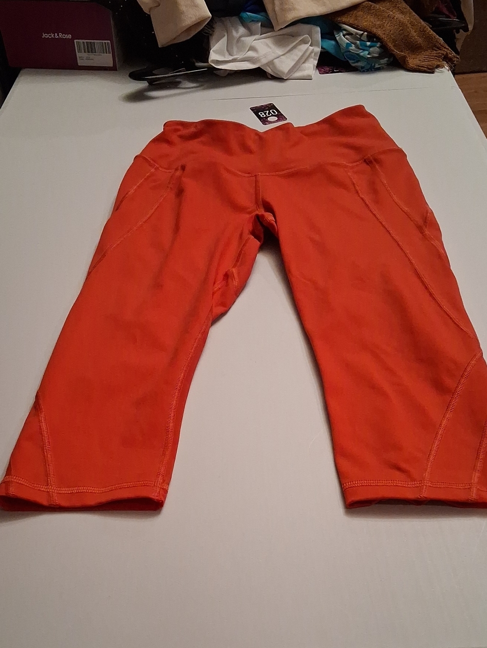 Women’s Orange Capri Leggings with Wide Support Waistband